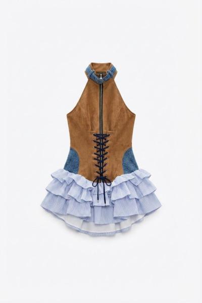 Dorina Denim Suet Elbise  Kahverengi