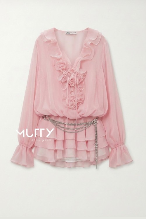 Gallen Premium Şifon Elbise Pembe