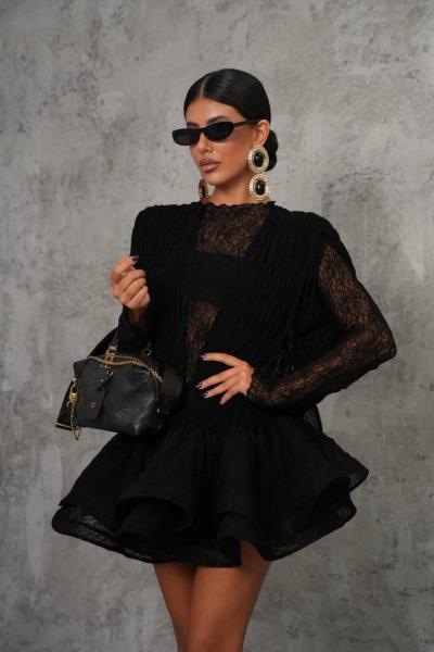 Jandal Kabarık Etekli İçi Şortlu Elbise Siyah