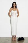Nina Korse Detaylı Maxi Elbise  Beyaz