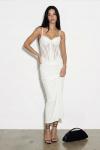 Nina Korse Detaylı Maxi Elbise  Beyaz