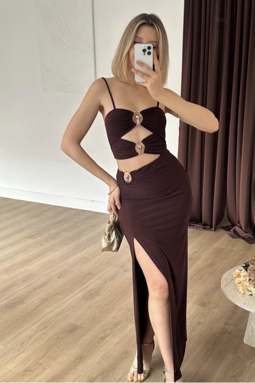 Sorrento Tasarım Elbise Kahverengi