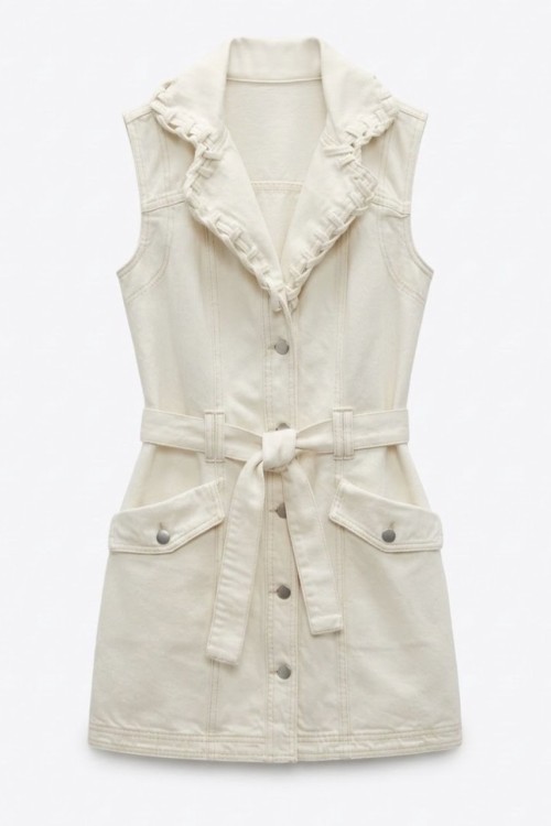 Marine Tasarım Jean Elbise Bej