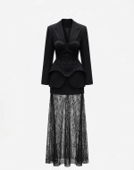 Elche Dantel Etekli Premium Takım Siyah