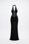 Asos Korse Detaylı Maxi Elbise Siyah