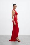 Asos Korse Detaylı Maxi Elbise Kırmızı