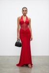 Asos Korse Detaylı Maxi Elbise Kırmızı