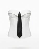 Gox Kravatlı İthal Korse  Beyaz