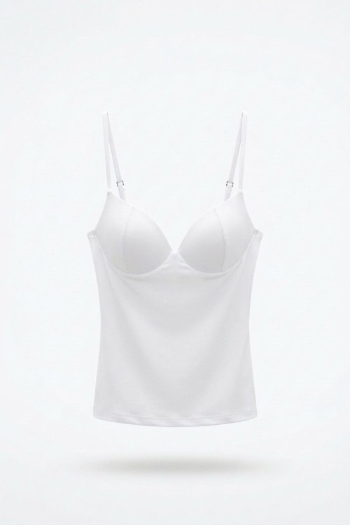 Ulm Gloplu İthal Askılı Crop Beyaz