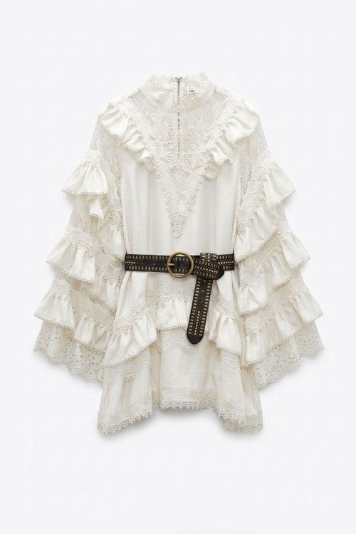 Cannes Bohem Gupurlu Tasarım Elbise  Beyaz