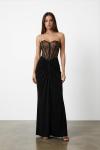 Nina Korse Detaylı Maxi Elbise  Siyah