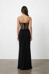 Nina Korse Detaylı Maxi Elbise  Siyah
