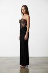 Nina Korse Detaylı Maxi Elbise  Siyah