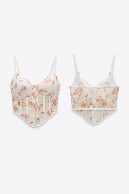 Miku Çiçekli Corset Beyaz