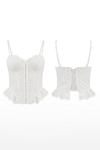 Palmas Altı Fırfırlı Dantel Corset Beyaz
