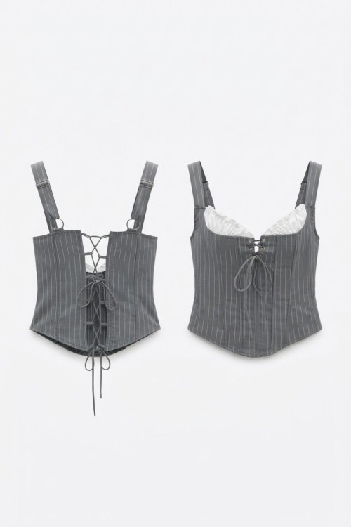 Ranger Çizgili Premium Corset Gri