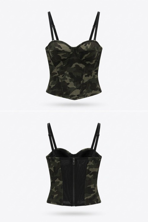 Naft Kamuflaj Corset Yeşil