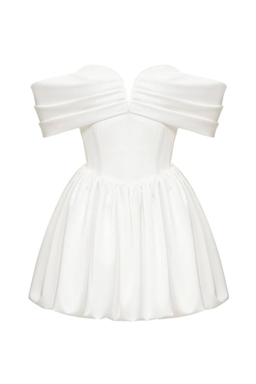 Clos Saten Elbise Beyaz