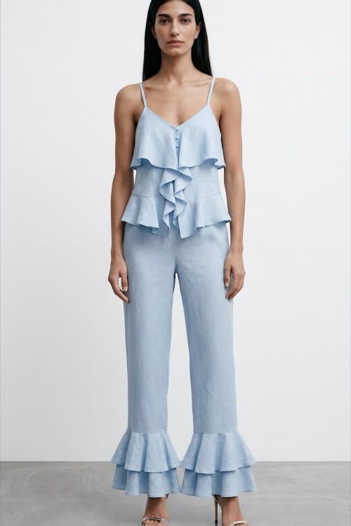 Florence Bluz Ve Pantolon ikili Set Bebe Mavisi