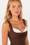 Ranger Çizgili Premium Corset Kahverengi
