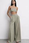 Voila Crop Bluz ve Palazzo Pantolon Set Haki