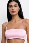 Candy Maxi Etek Crop Saten Set Pembe