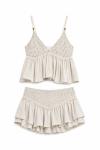Natalia Natural Etek Bluz Bohem Set Bej