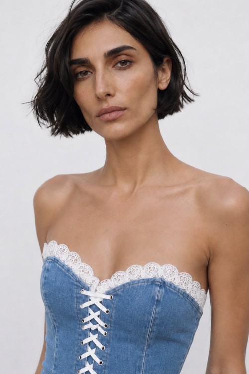 Boly Denim Korse Etek 2li Set  Mavi