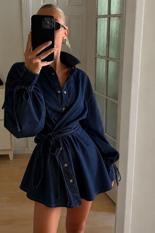 Hola Denim Elbise Mavi