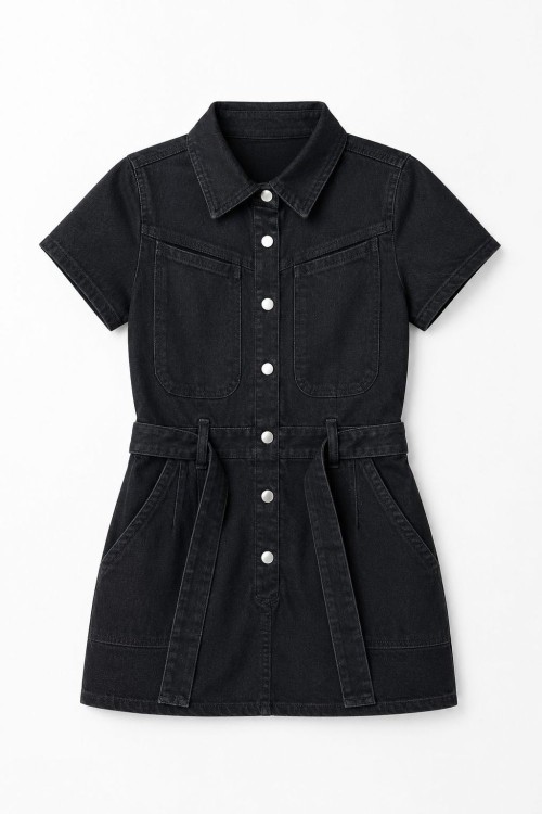 Pia Denim Elbise Siyah