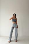 Sasia Denim Crop Mavi