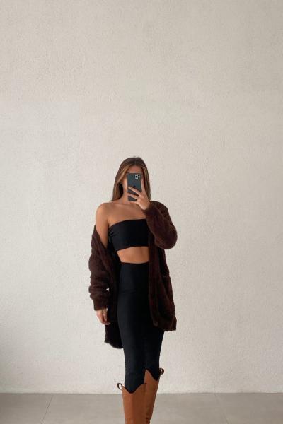 Ebie Cepli Yumoş Hırka Kahverengi