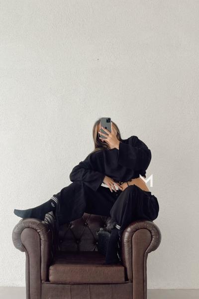 Paulina Ters Dikiş Oversize Takım Siyah