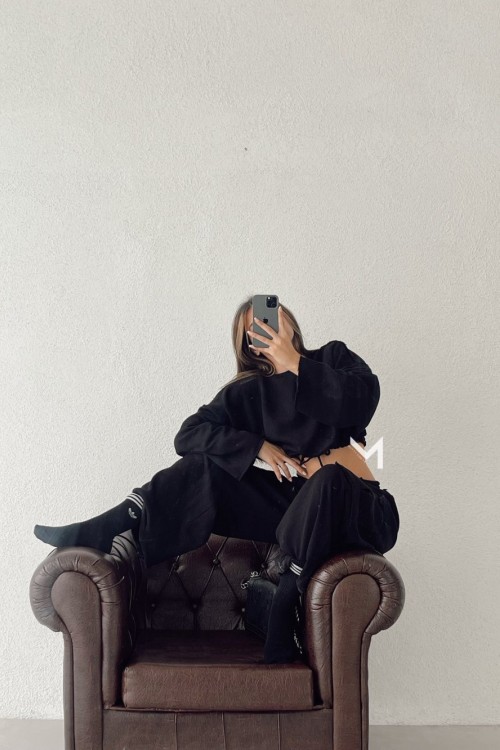 Paulina Ters Dikiş Oversize Takım Siyah