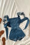 Neoma Askılı Şortlı İthal Tulum Mavi