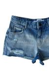 Elena Yırtık Detay Kar Yıkama Jean Şort Mavi