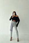Lase Crop Oversize Kazak Siyah
