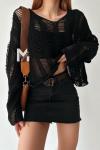 Lase Crop Oversize Kazak Siyah