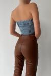 Fiore Fermuarlı Denim Korse Straples Mavi