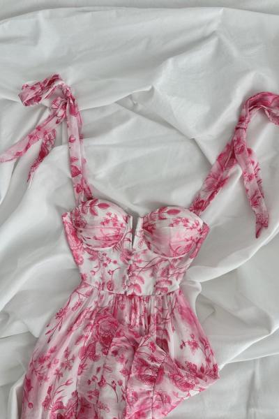 Aderlina Gloplu Balenli İthal Elbise  Pembe