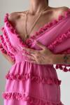 Alondra Püskül Detaylı Şile Elbise Pembe