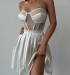 Ashley Gloplu Transparan Tasarım Elbise Beyaz