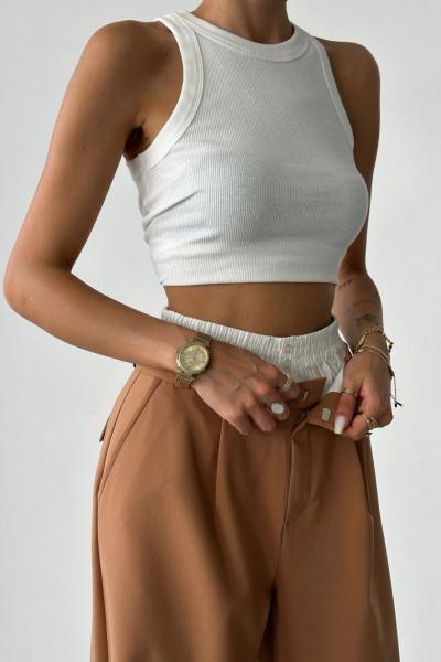 Bazier Boxer lı Palazzo Pantolon  Taba