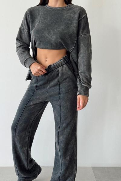 Beatriz 3lü Yıkamalı Eşofman Takımı Antrasit