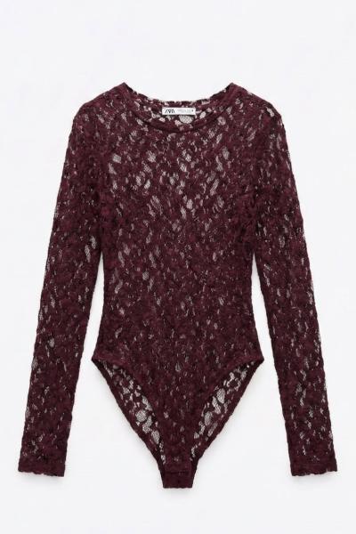 Bob Transparan Bodysuit Bordo
