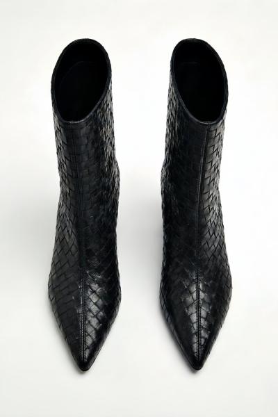 Botega Desen ince Topuk Bot Siyah