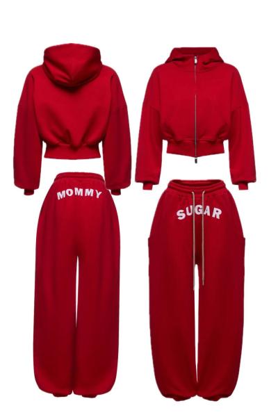 Bria Arka Ön Yazılı Eşofman Set Kırmızı