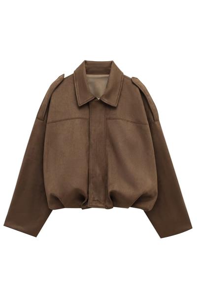 Caris Oversize Süet Ceket Acı Kahve