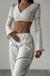 Carmen Ters Dikiş Bel Detaylı Tasarım Eşofman Takımı Krem