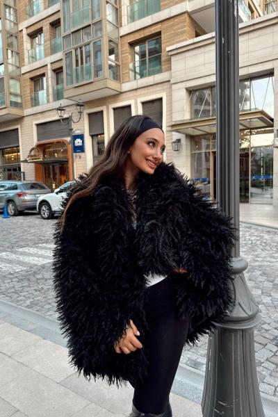 Cookie Kemerli İthal Tiftik Kürk Siyah